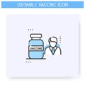 Vaccine expert line icon. Editable illustration