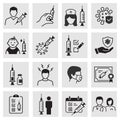 Vaccine icon set. Collection of covid, syringe, inject, shield and more