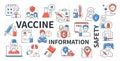 Vaccine and information safety - line design style icons set