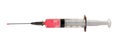 Vaccine injection side view red drop isolated for cavid-19 coronavirus background - 3d rendering