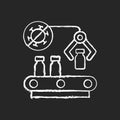 Vaccine manufacturer chalk white icon on black background