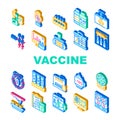 Vaccine Production Collection Icons Set Vector Flat Royalty Free Stock Photo