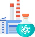 Vaccine production icon. Plants and laboratories icon.