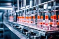 vaccine production line close up of automated machinery filling