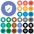 Vaccine protected round flat multi colored icons