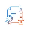 Vaccine quality certificate gradient linear vector icon