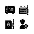 Vaccine shot black glyph icons set on white space