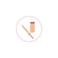 Vaccine sign. Syringe and vaccine vial flat icons. Isolated vector illustration