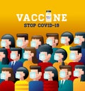 Vaccine, Stop Covid-19, coronavirus ,face mask, social distancing, group immunity, vector
