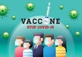 Vaccine, Stop Covid-19, coronavirus ,face mask, social distancing, group immunity, vector