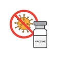 Vaccine stop virus. Vaccination epidemic treatment medical care symbol