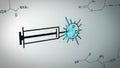 Vaccine syringe injects vaccine into a virus and destroys it