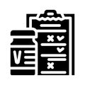 vaccine and test questionnaire glyph icon vector illustration