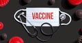 Vaccine theme with mask and stethoscope Royalty Free Stock Photo