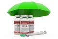 Vaccine under umbrella, 3D rendering