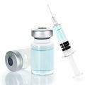 Vaccine vial dose flu shot drug needle syringe Royalty Free Stock Photo