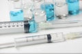 Nobel coronavirus covid-19 vaccine vial a illustrative picture, doctor in the laboratory with a biological tube for analysis and