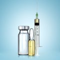 Vaccine in vial with syringe. Vaccination concept.