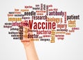 Vaccine word cloud and hand with marker concept Royalty Free Stock Photo