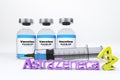 Vaccines with a syringe and a container bottle in the treatment of coronavirus disease 2019 COVID-19 covid19 covid ASTRAZENECA 3D