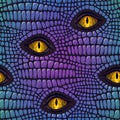 Vactor seamless pattern with reptile skin and eyes