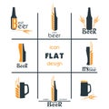 Vactor set flat beer icon design. Sign or Symbol.