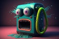 Vacuum cleaner cute and funny monster in the room. Dustsucker mascot character. Generated AI.