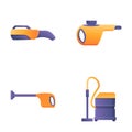 Vacuum cleaner icons set cartoon vector. Various vacuum cleaner equipment