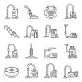 Vacuum cleaner icons set, outline style