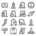 Vacuum cleaner icons set, outline style