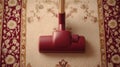 Vacuum cleaner on patterned carpet during cleaning Royalty Free Stock Photo