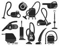 Vacuum cleaner vector black icon set . Collection vector illustration device vac on white background. Isolated black icon set