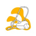 Vacuum cleaner vector icon on yellow background. Electric appliances vector in black line style. Royalty Free Stock Photo