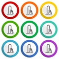 Vacuum cleaner vector icons, set of colorful flat design buttons for webdesign and mobile applications Royalty Free Stock Photo