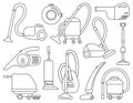 Vacuum cleaner vector outline icon set . Collection vector illustration device vac on white background. Isolated outline icon set