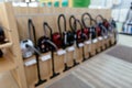 Vacuum cleaners in the electronics department store. Royalty Free Stock Photo