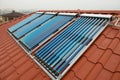 Vacuum collectors- solar water heating system Royalty Free Stock Photo