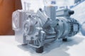 Vacuum equipment. Silver Vacuum Pump Royalty Free Stock Photo