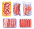 Vacuum food set vector meat, poultry, seafood