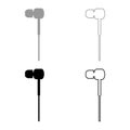 Vacuum headphones wired set icon grey black color vector illustration image solid fill outline contour line thin flat style Royalty Free Stock Photo