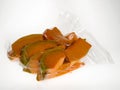 Vacuum packed pumpkin slices Royalty Free Stock Photo