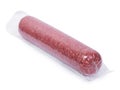 Vacuum packed salami sausage