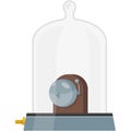 Vacuum plate with bell for physics experiment vector on white