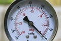 Vacuum pressure gauge meter in a close-up picture