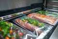 a vacuum sealer, preserving food in airtight bags, effectively extending the shelf life of perishable goods