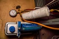 Vacuum station for filling the refrigerator with refrigerant Royalty Free Stock Photo