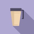 Vacuum thermo cup icon flat vector. Coffee mug