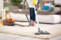 Vacuuming carpet Royalty Free Stock Photo