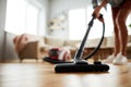 Vacuuming floor at home Royalty Free Stock Photo