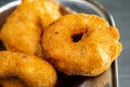 Vada or Medu vadai on plate close up